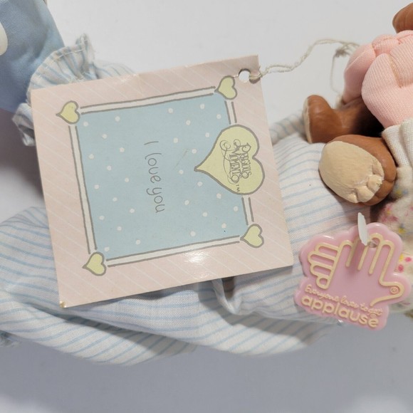 Precious Moments Applause 1986 Child with Teddy Bear Doll with Tag Missing Nose - Picture 7 of 10